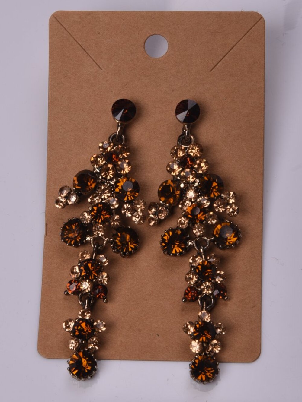 2000s Whimsigoth Brown Crystal Statement Dangles